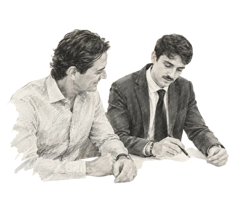 Gary Stringer and Gabe Kalos reviewing documents together